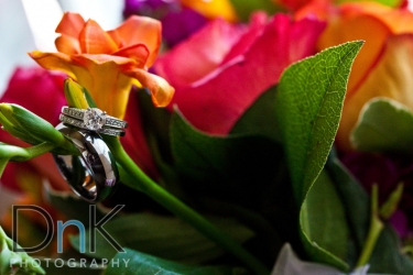 Wedding rings and flowers