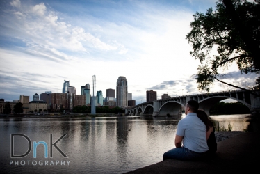 sunset over minneapolis engagement pictures