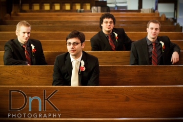 groomsmen in church