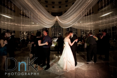 bride and groom dancing
