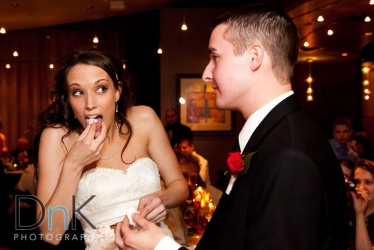 eating wedding cake