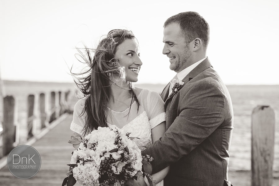 wedding photos on a pier