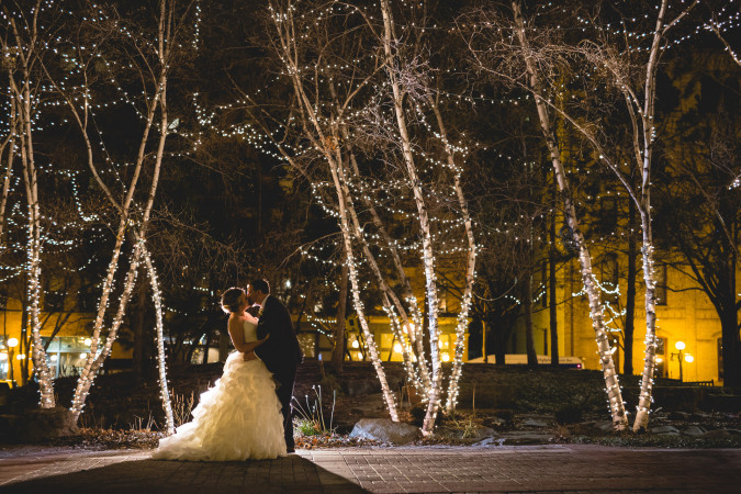 Mears Park, St. Paul Christmas lights wedding photography