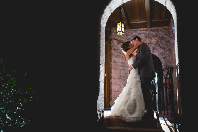 Modern backlit wedding photo at the Van Dusen Mansion in Minnneapolis
